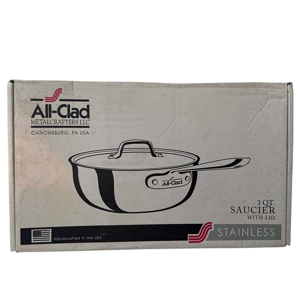 All-Clad 3 Qt Saucier with Lid Tri-Ply Stainless Steel 50290 USA Made NIB